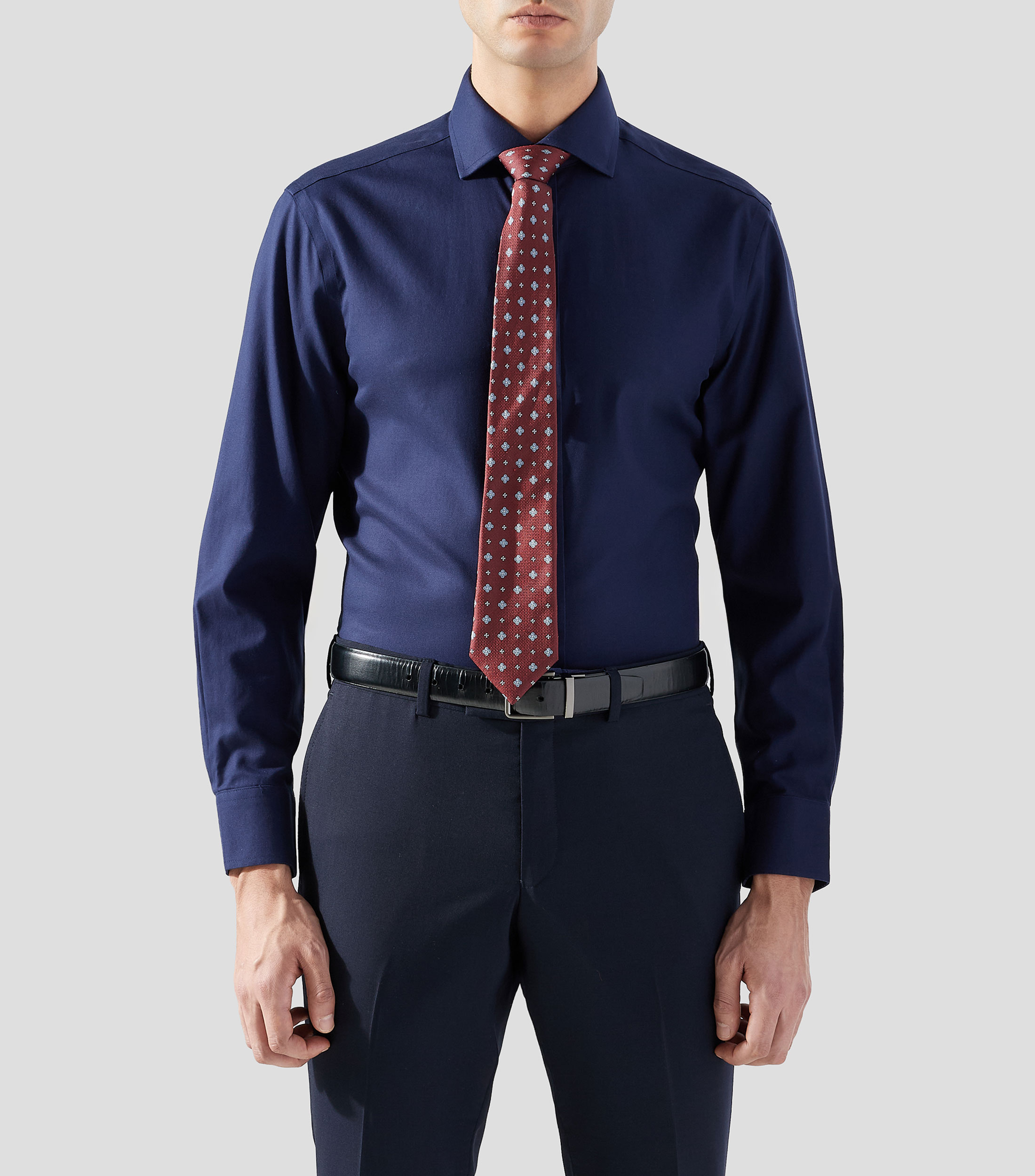 Camisa de vestir lisa manga larga Hombre